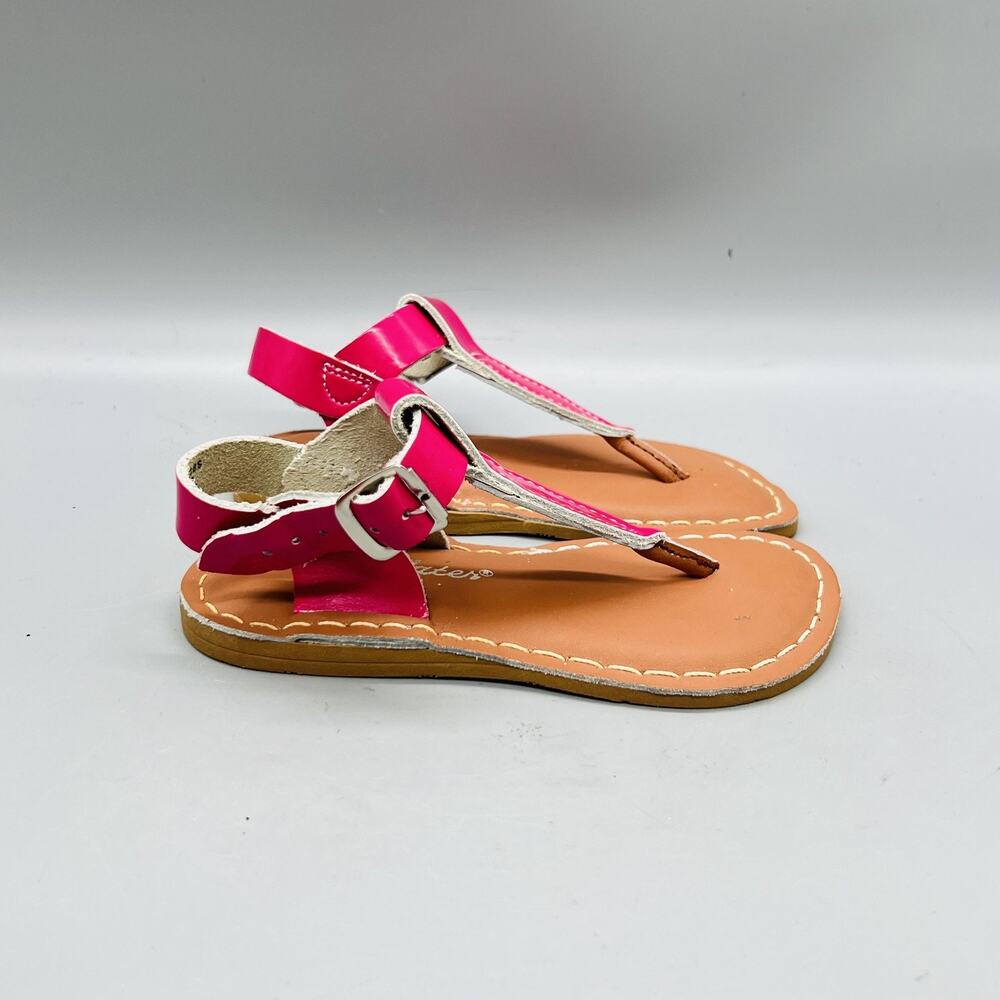 Salt Water Sandals Girls 9 Pink Leather Thong Ankle Buckle Summer Shoes Casual